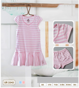 Bộ quần áo váy sơ sinh vân kẻ Uala UR3545